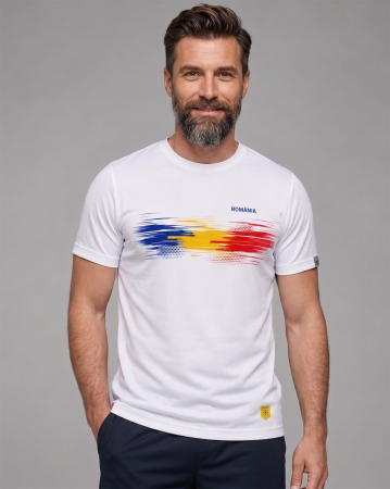 Tricou România, material tehnic sport, bărbat, culoare albă CS69 [2]