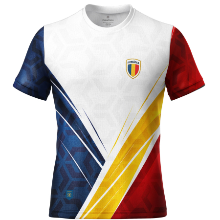 Tricouri bărbați - Tricou România, material tehnic sport, bărbat, culoare albă, CS71