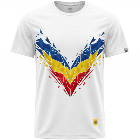 Tricouri bărbați - Tricou România, material tehnic sport, bărbat, culoare albă CS72