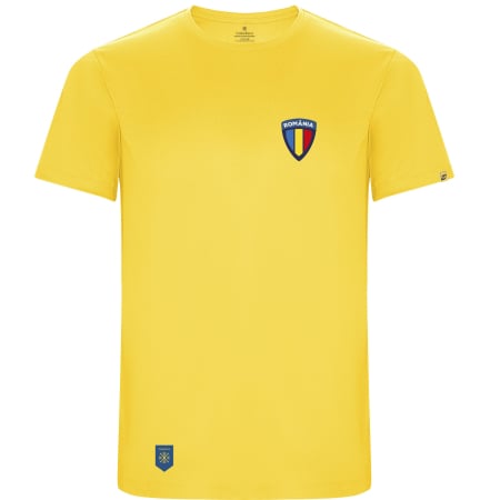 România - Tricou România, material tehnic sport, culoare galbenă, CS61