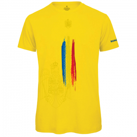 Îmbrăcăminte România - Tricou România Suporter, bărbat, culoare galbenă, CRP113