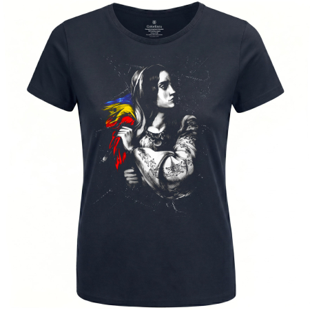 Idei de cadou - Tricou simbol România Revolutionară, damă, culoare bleumarin, CIR103