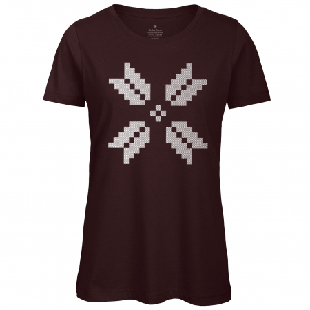 Tricouri cu motive tradiționale - Tricou simbol Stea în opt colțuri, damă, culoare burgund, CIR86