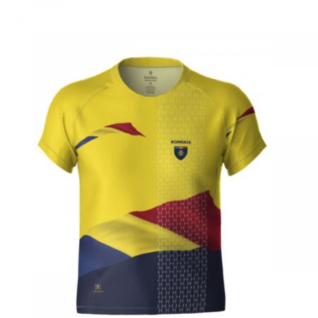 Îmbrăcăminte România - Tricou România Simbol Tricolor, material tehnic sport, copii, culoare galbenă, CS41