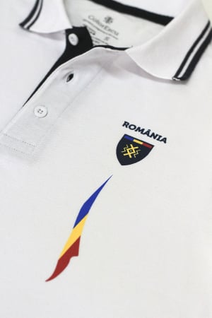 Tricou Tricolor România polo, bumbac, culoare albă [3]