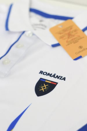 Tricou Tricolor România, polo, material tehnic sport, bărbat, culoare albă [2]
