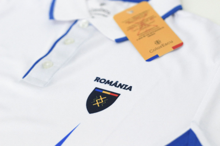 Tricou Tricolor România, polo, material tehnic sport, bărbat, culoare albă [3]