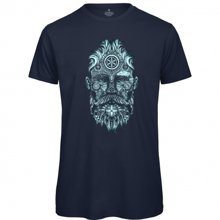 Haine dacice - Tricou Față Tatuată Simboluri, bărbat, culoare bleumarin, CDAC107