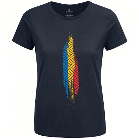 Tricou suflet românesc, damă, culoare bleumarin, CIR91