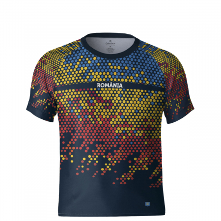 Îmbrăcăminte România - Tricou Tricolor, material tehnic sport, copii, culoare bleumarin, CS42