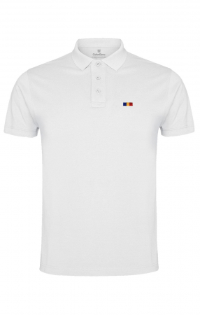 Tricou Tricolor Polo, broderie, bărbat, culoare albă [2]