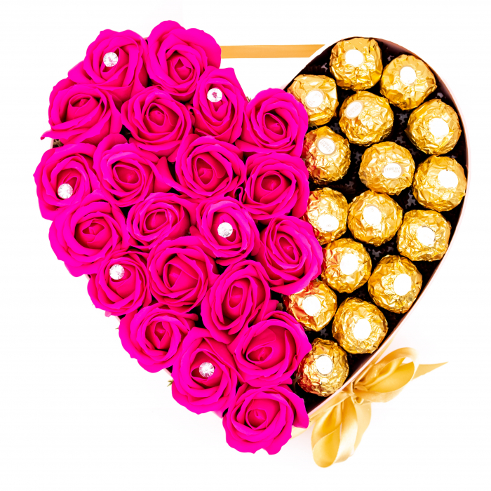 Aranjament Floral Pink Ferrero Rocher Love, 30cm [2]