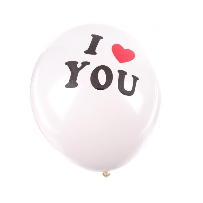 Buchet 7 Baloane Albe + Balon Inima "I Love You" [2]
