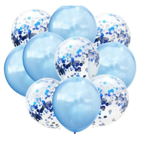 Buchet Baloane Albastre cu Confetti [1]