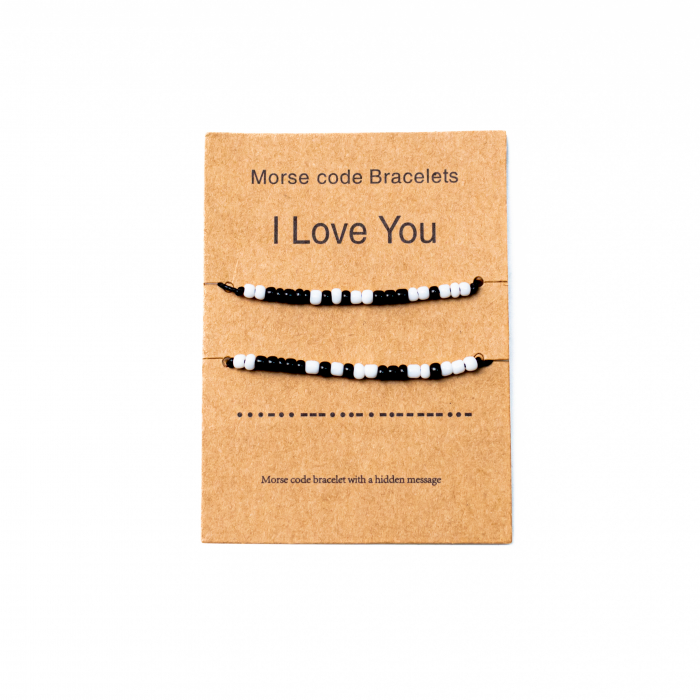 Set Cadou Bratari Codul Morse Pentru Cuplu (Mesaj Ascuns-Te Iubesc) [1]