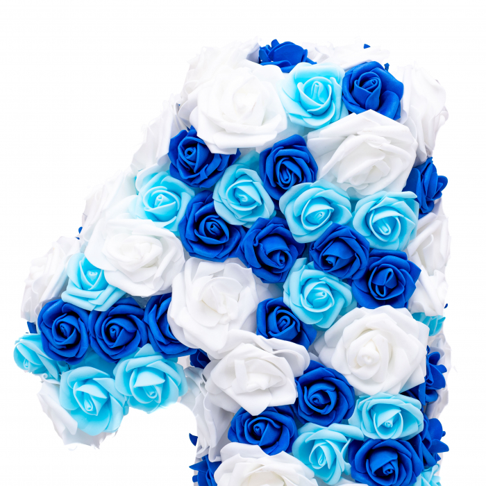 Cifre Volumetrice din Trandafiri, Bleu si Alb, 53cm [3]