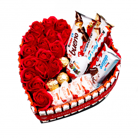 Set Cadou cu Aranjament Floral si Dulciuri, Perfect Sweet Love, 25 cm [3]