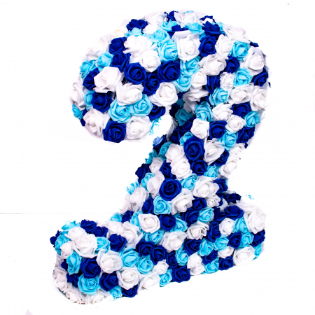 Cifre Volumetrice din Trandafiri, Bleu si Alb, 53cm [7]
