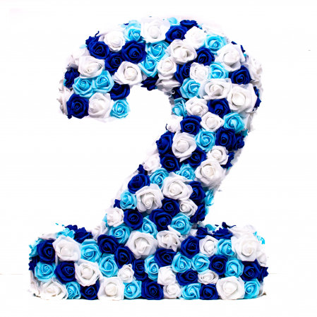 Cifre Volumetrice din Trandafiri, Bleu si Alb, 53cm [4]