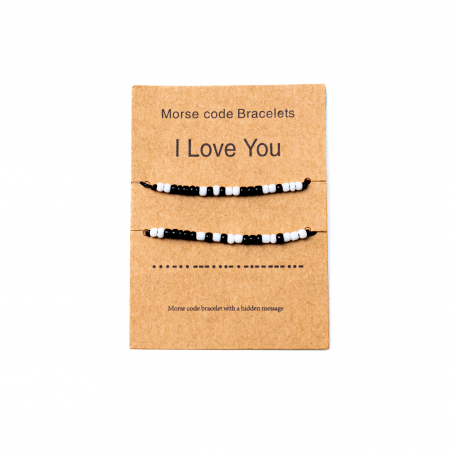 Set Cadou Bratari Codul Morse Pentru Cuplu (Mesaj Ascuns-Te Iubesc) [0]