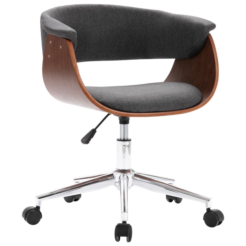 Scaun de birou pivotant, gri, lemn curbat și material textil [2]