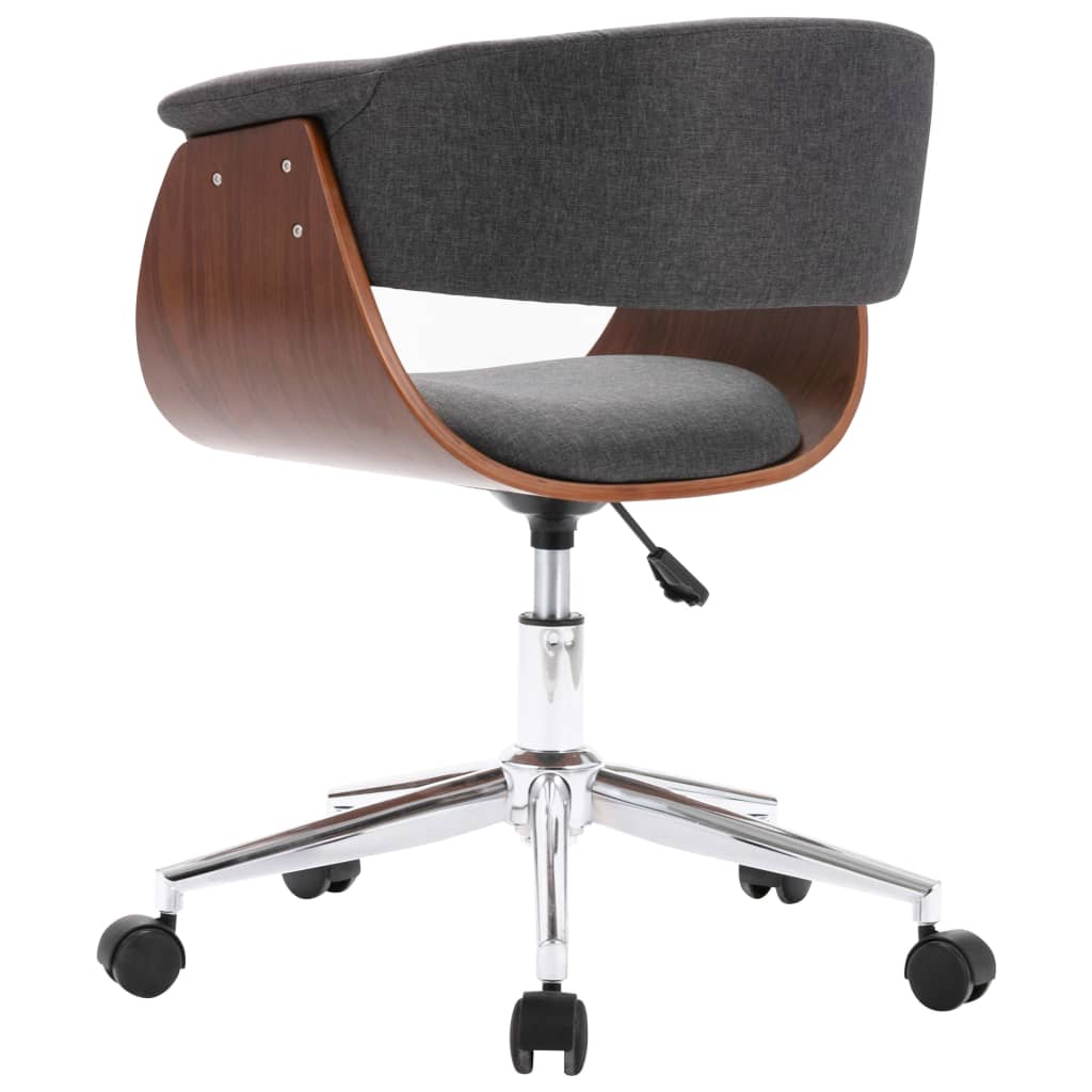 Scaun de birou pivotant, gri, lemn curbat și material textil [5]