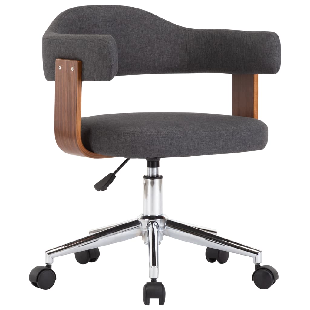 Scaun de birou pivotant, gri, lemn curbat și material textil [2]