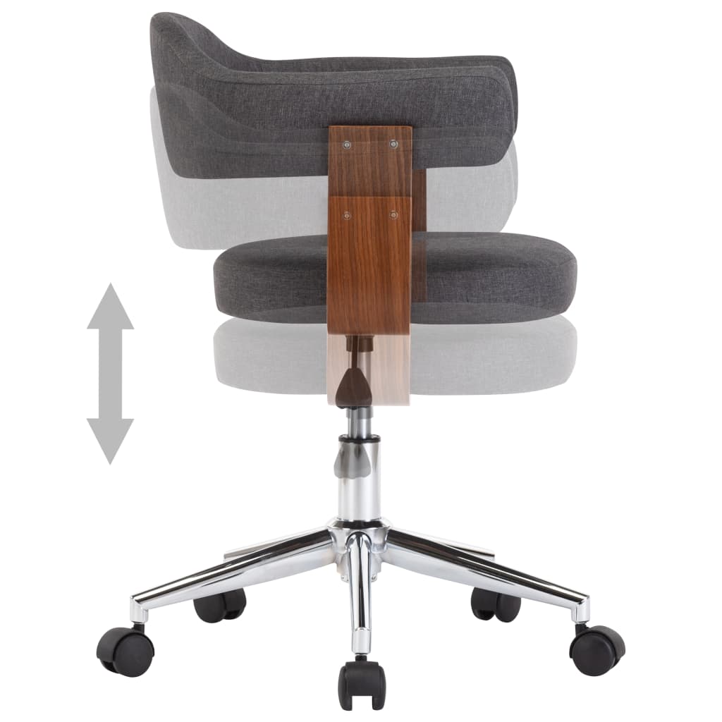 Scaun de birou pivotant, gri, lemn curbat și material textil [5]