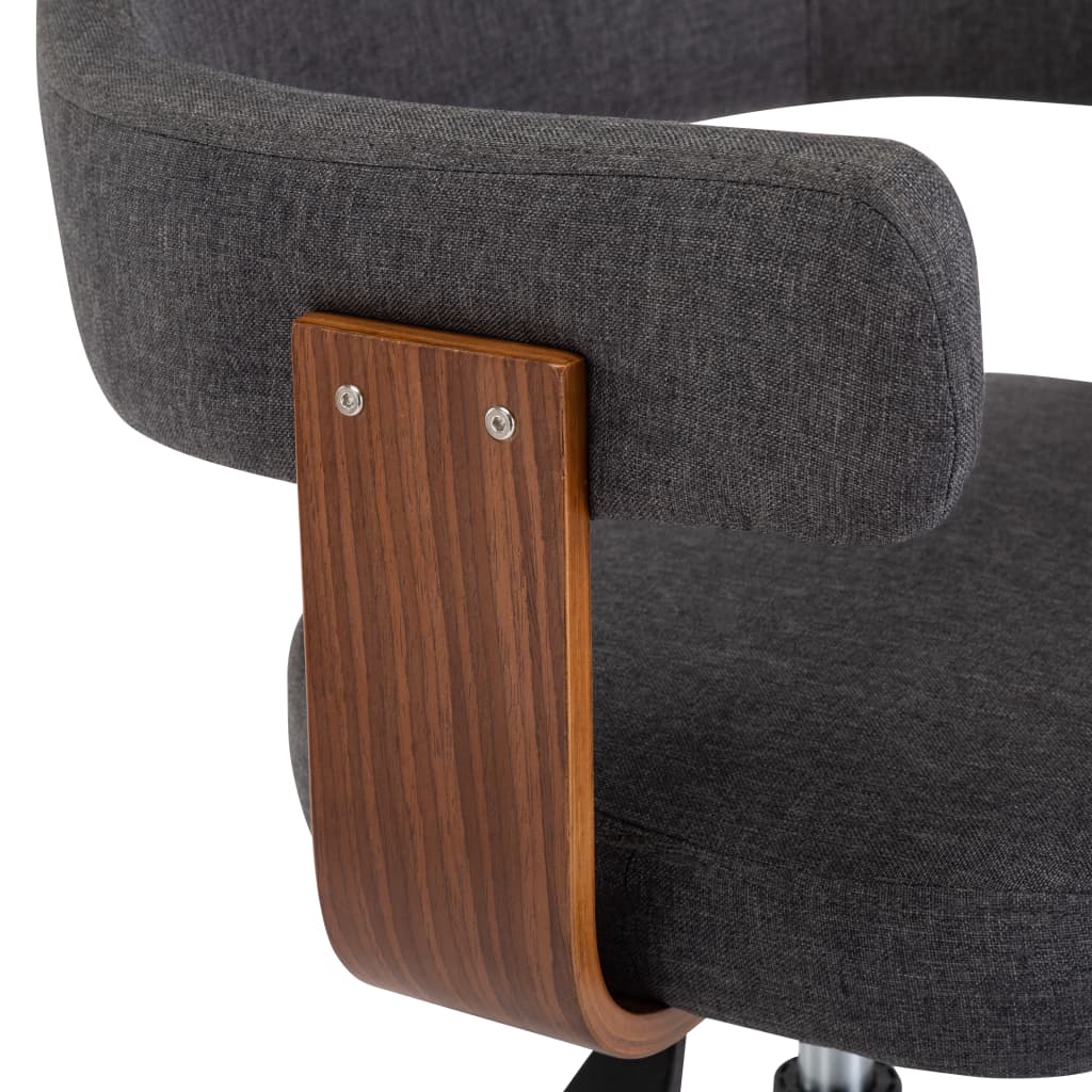 Scaun de birou pivotant, gri, lemn curbat și material textil [6]