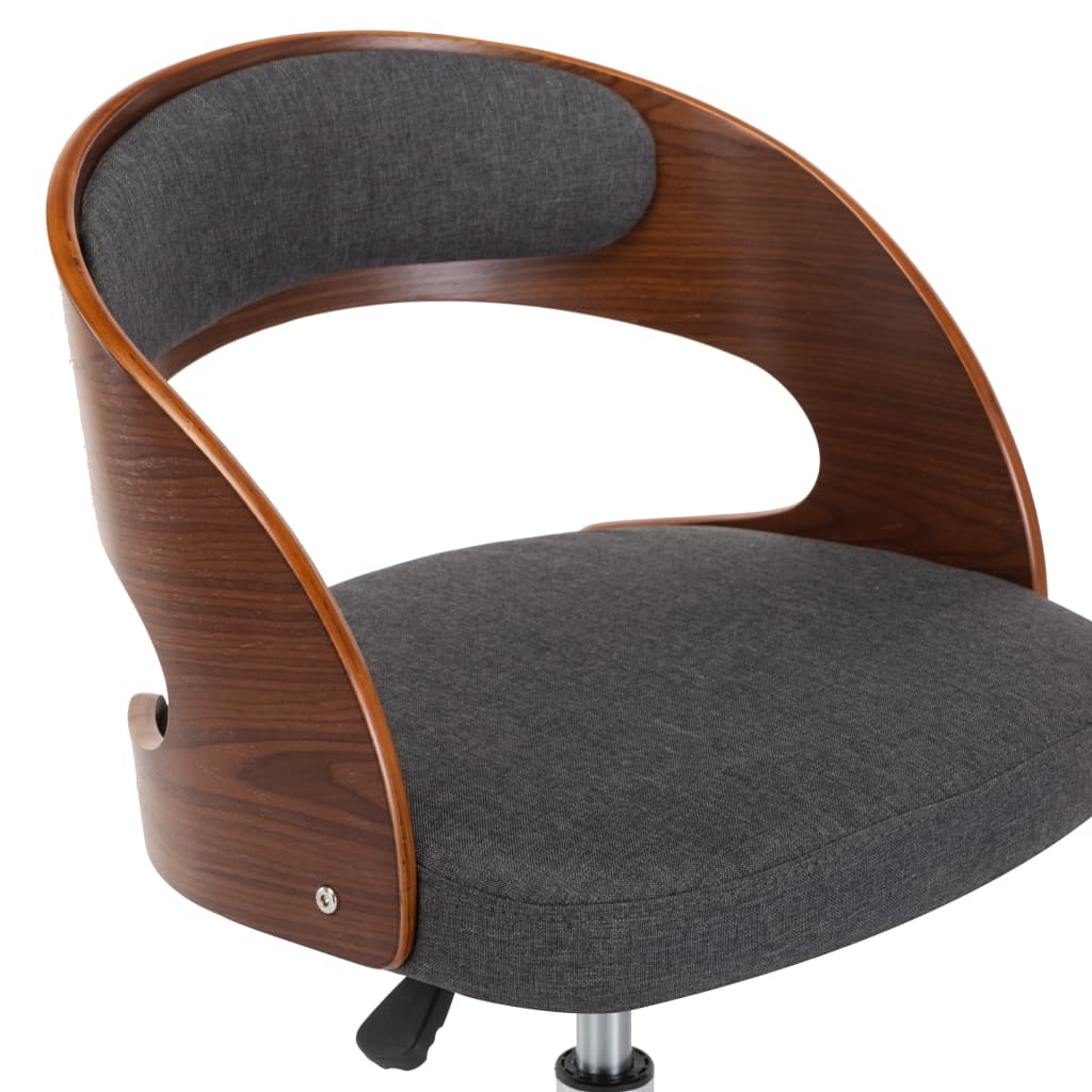 Scaun de birou pivotant, gri, lemn curbat și material textil [7]