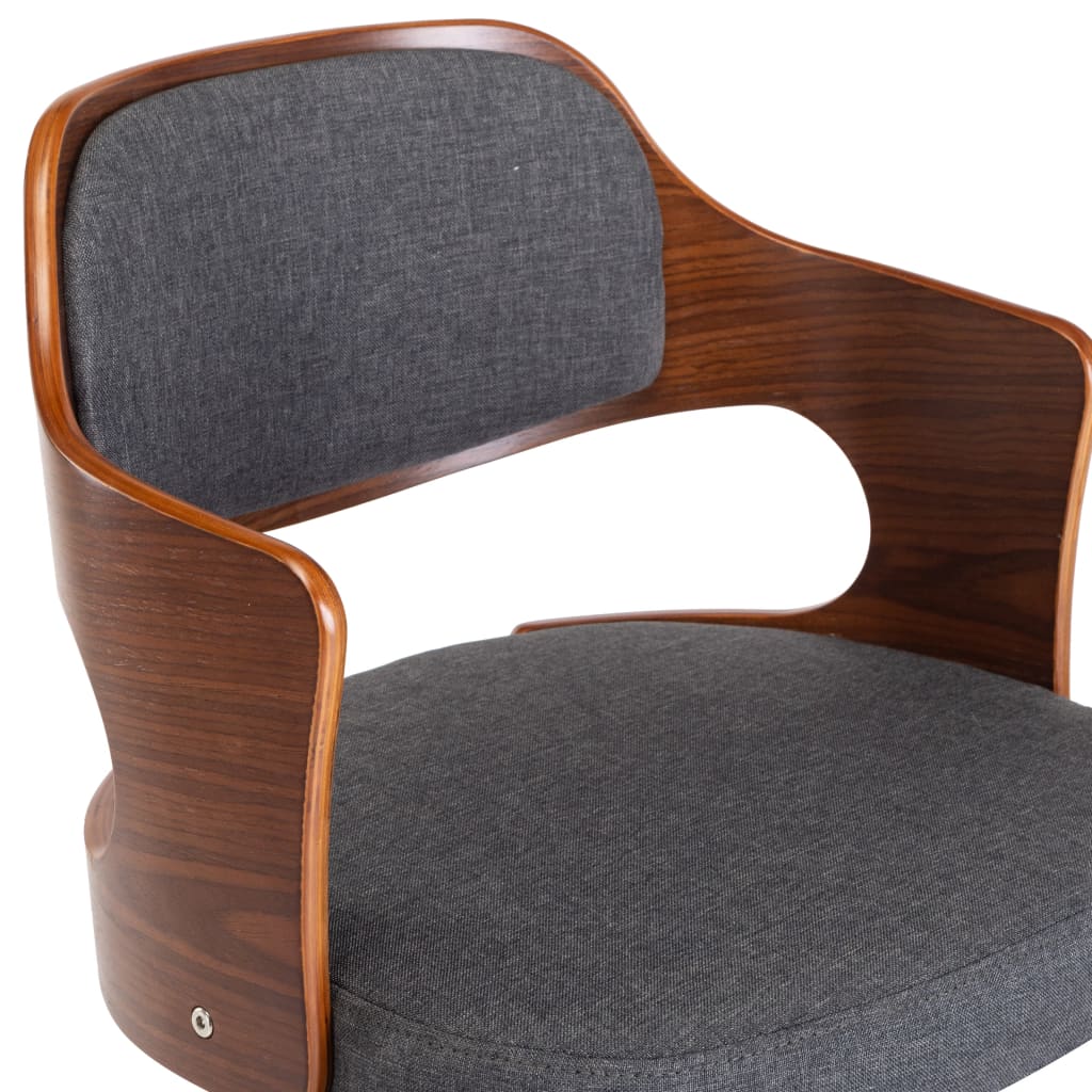 Scaun de birou pivotant, gri, lemn curbat și material textil [7]