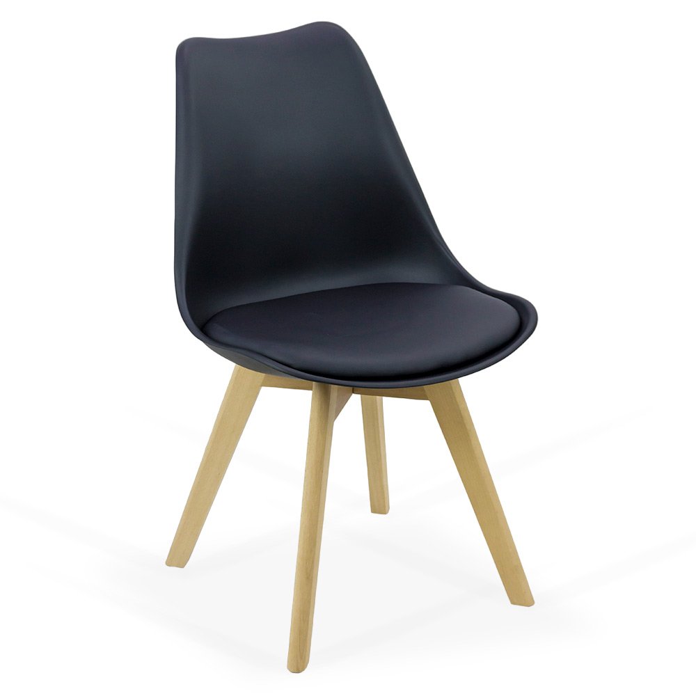 Scaune de dining - Scaun dining Yara, negru, piele ecologica