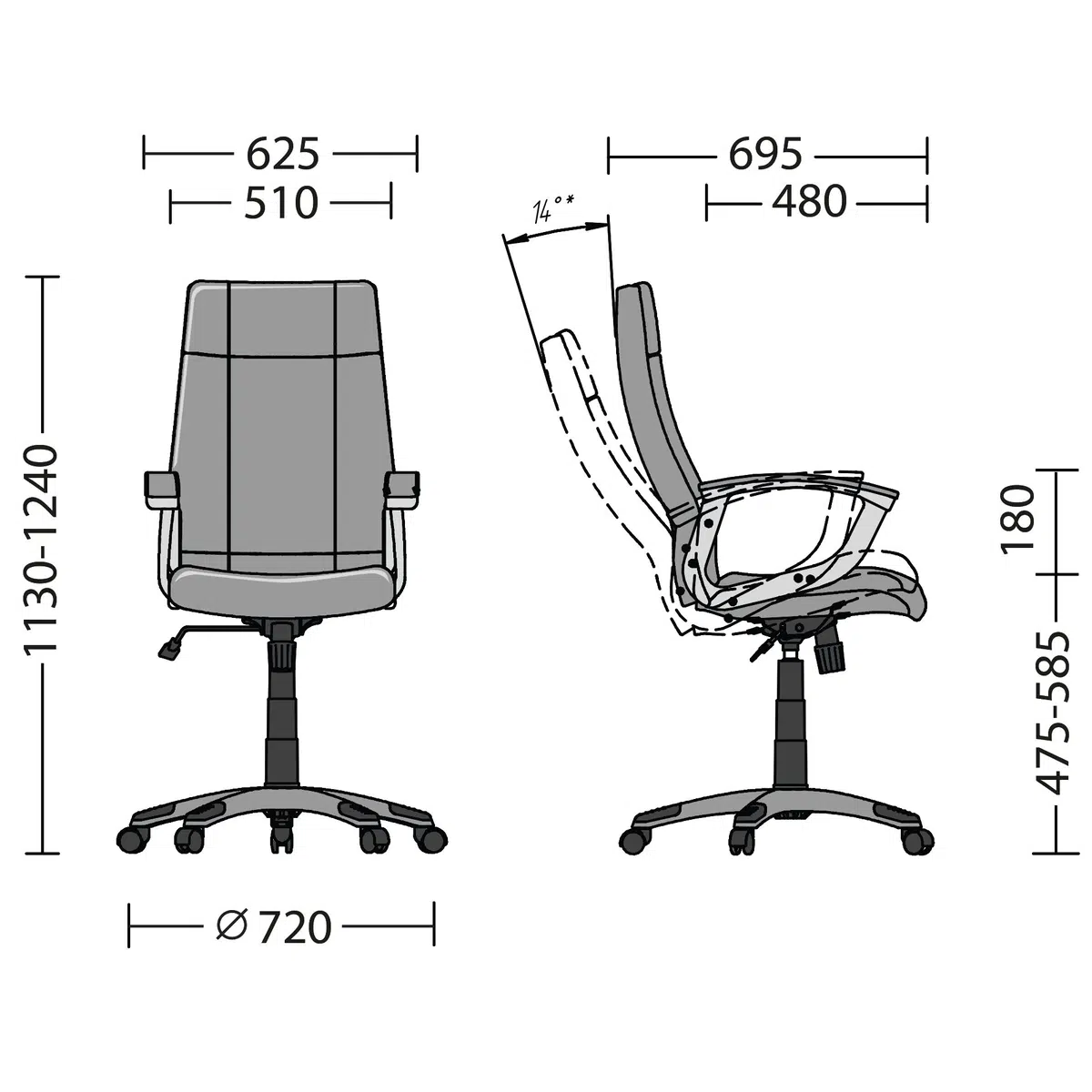 Scaun directorial VENTA, Negru, piele ecologica [2]