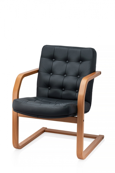 Scaun de conferinta ATLAS EXTRA CF piele naturala, Negru [2]