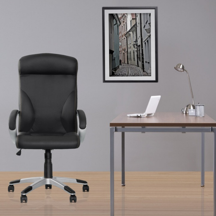 Scaun directorial RIGA, Negru piele ecologica [4]