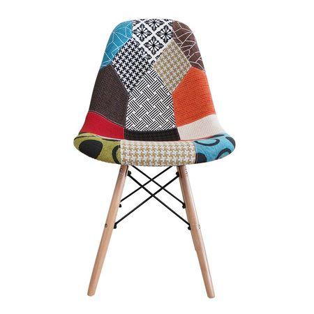 Scaun dining CATCHY, textil tip Patchwork, picioare lemn+metal [2]