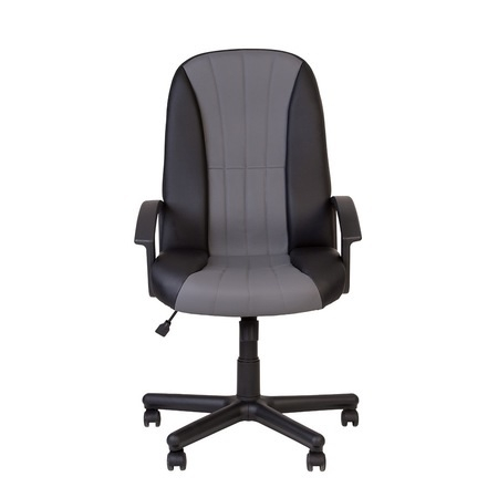 Set 2 scaune directoriale CIUDAD, piele ecologica, negru/gri [6]
