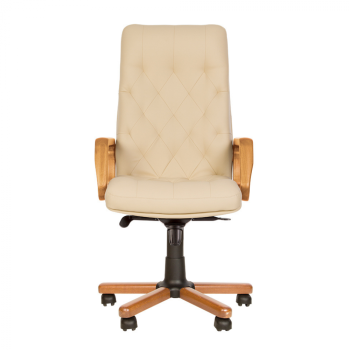 Scaun directorial HAVANA EXTRA, brate din lemn, piele ecologica, Crem [2]