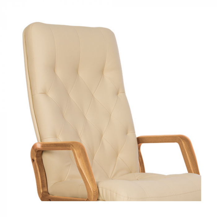 Scaun directorial HAVANA EXTRA, brate din lemn, piele ecologica, Crem [4]