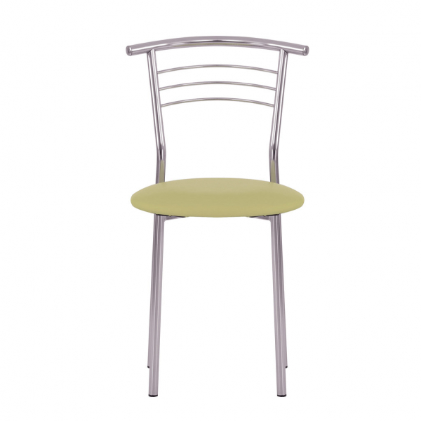 Scaun bucatarie Baroque Chrome, Oliv piele ecologica [2]