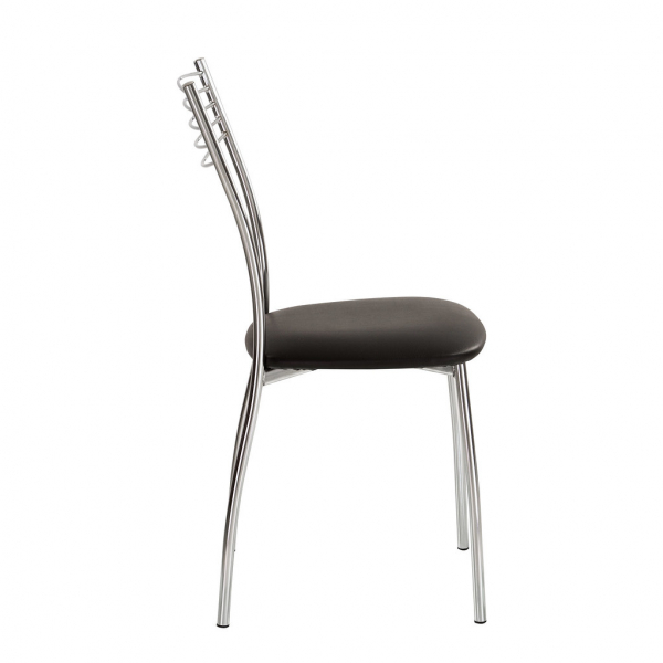 Scaun bucatarie Sara Chrome, Negru piele ecologica [3]