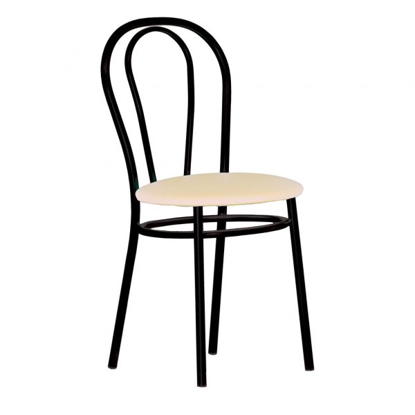 Scaun bucatarie Velvet Black, Crem piele ecologica [2]