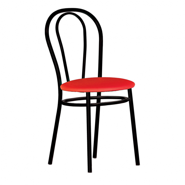 Scaun bucatarie Velvet Black, Rosu piele ecologica [2]