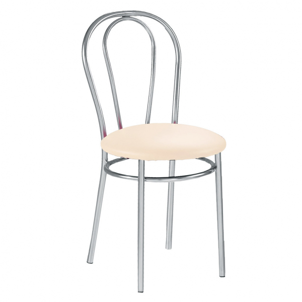 Scaun bucatarie Velvet Chrome, Crem piele ecologica [2]