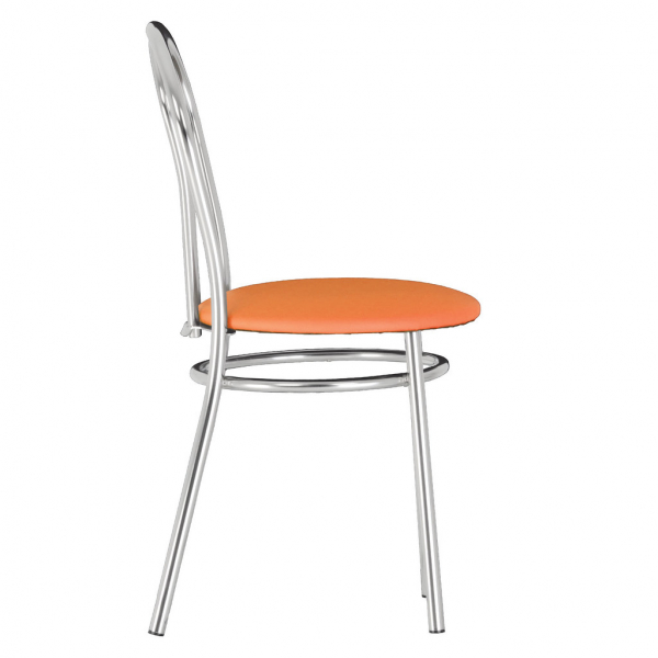 Scaun bucatarie Velvet Chrome, Portocaliu piele ecologica [3]
