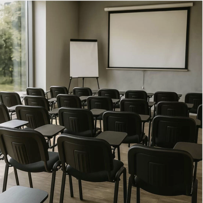 Scaun conferinta FORUM, masuta pliabila, stivuibil, Negru [6]