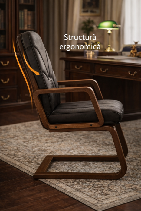 Scaun conferinta MAVIS EXTRA CF, Negru piele naturala [6]