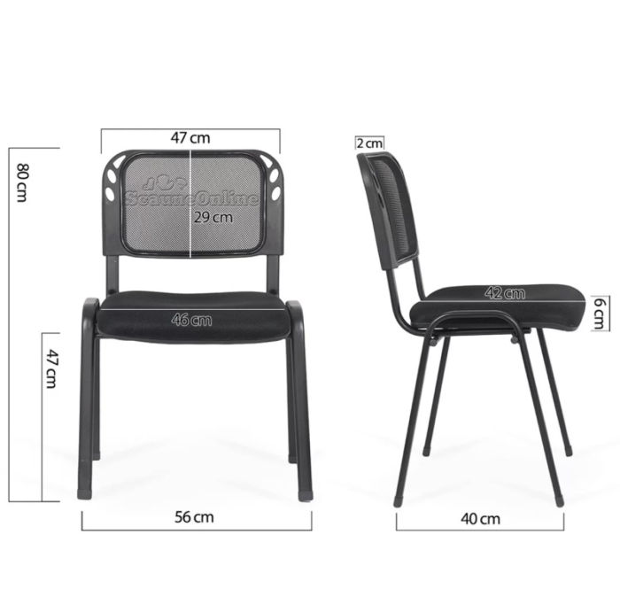 Scaun conferinta VENTO, spatar Mesh, cadru metalic, Negru [8]