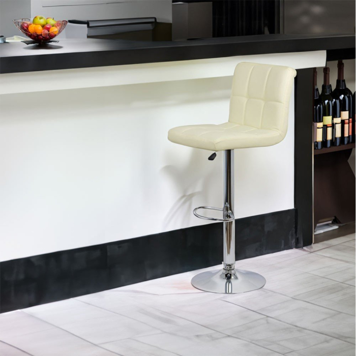 Scaun de bar Cortina, crem, piele ecologica [2]
