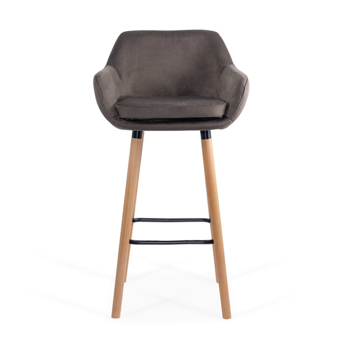 Scaun de bar Monaco, gri, catifea [3]
